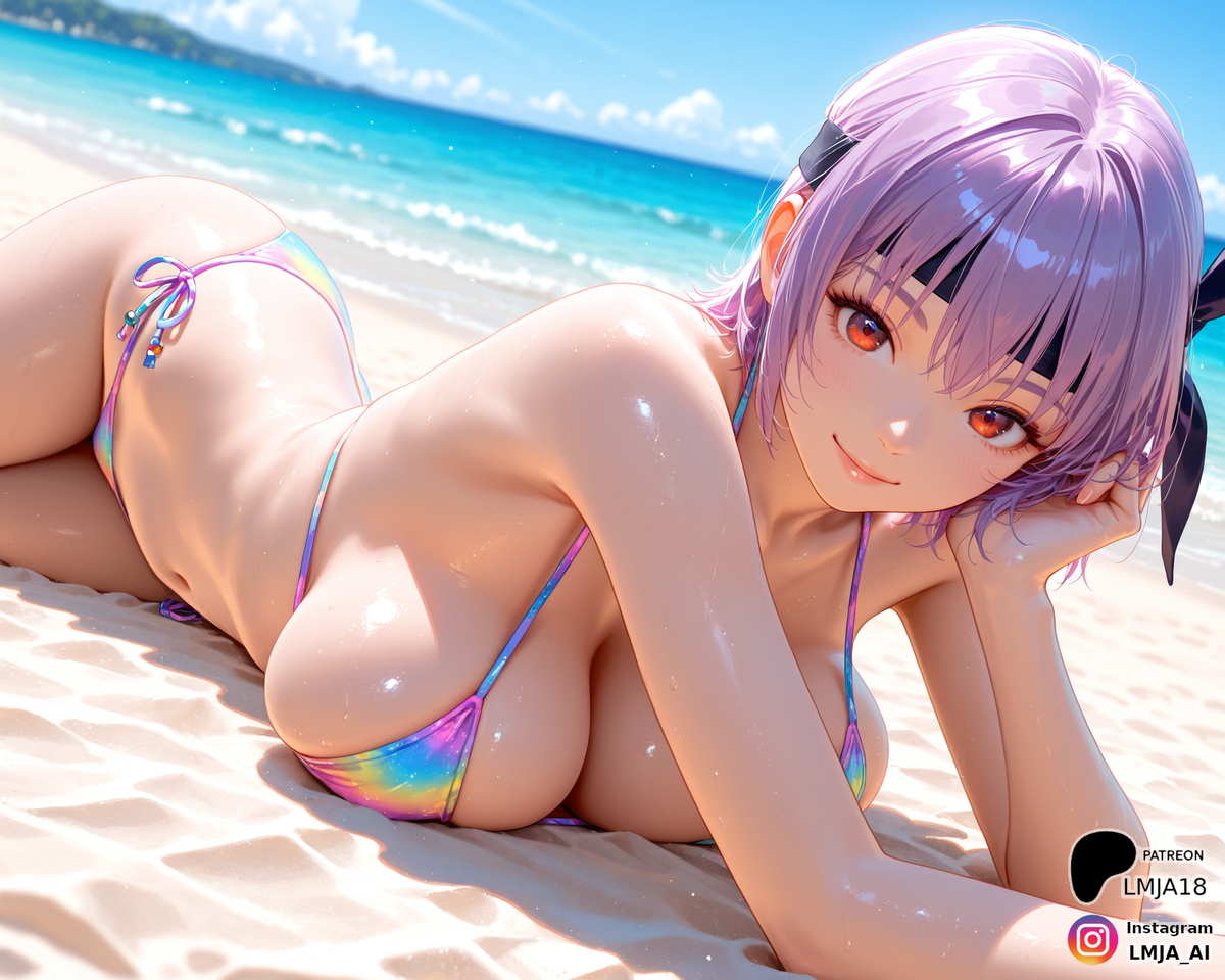 Hitting the beach with the girls-pixiv插画-作品交流服务