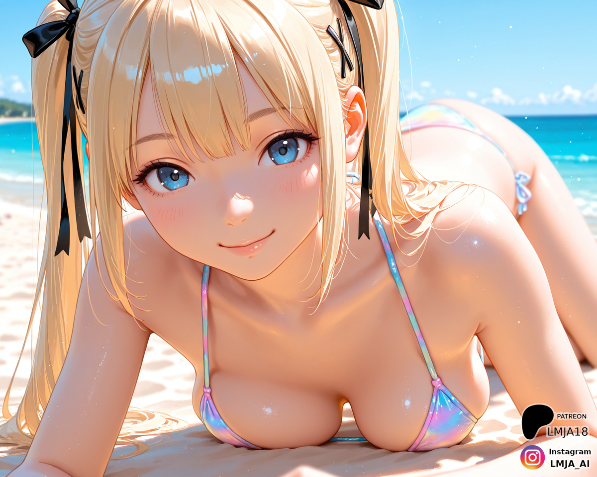 Hitting the beach with the girls-pixiv插画-作品交流服务