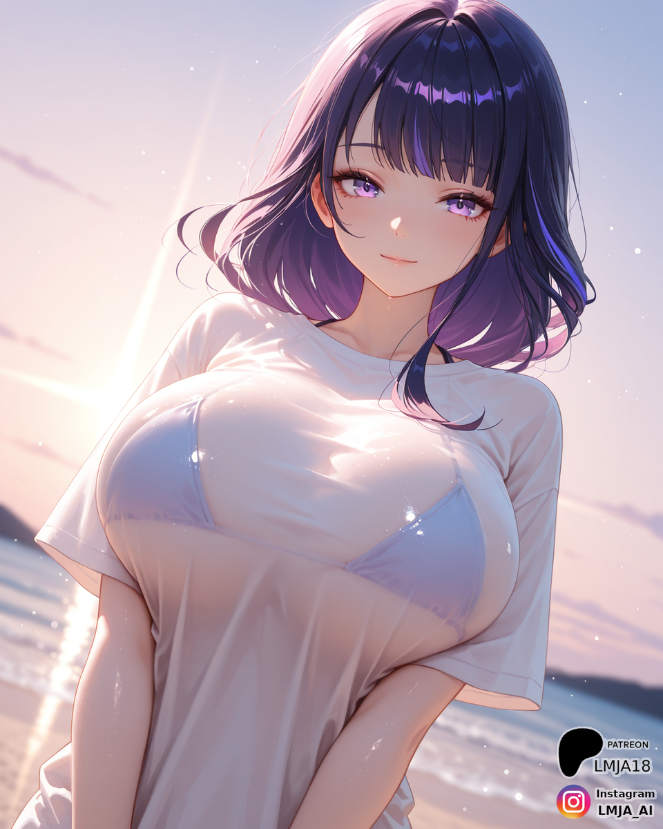 Raiden + beach + water = ?-pixiv插画-作品交流服务