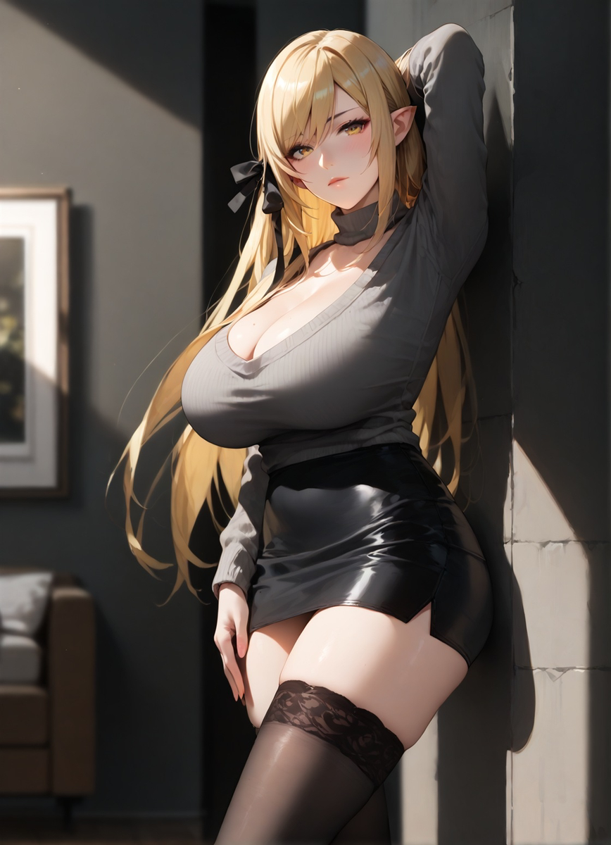 [MILF] Sweater + Mini Skirt-pixiv插画-作品交流服务