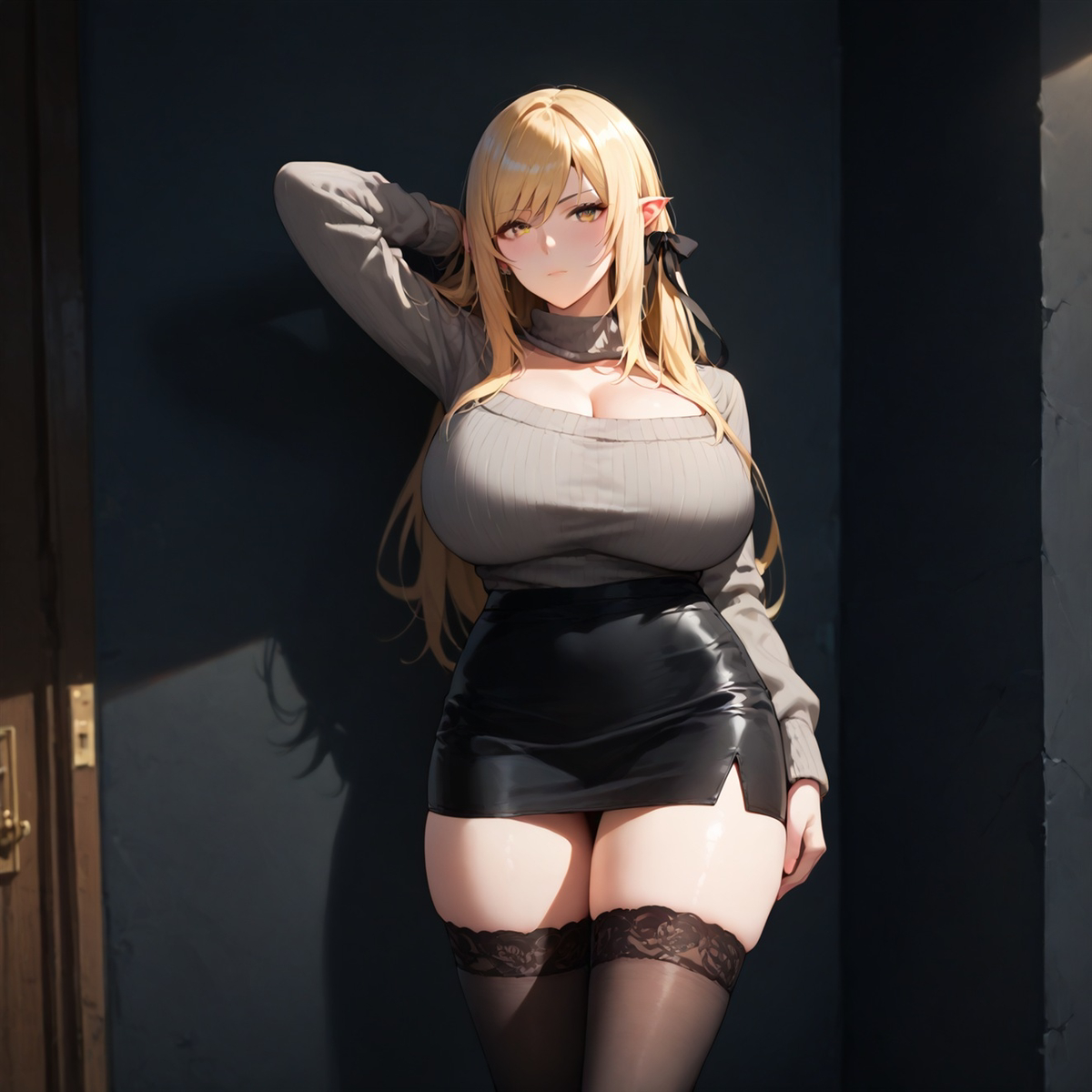 [MILF] Sweater + Mini Skirt-pixiv插画-作品交流服务