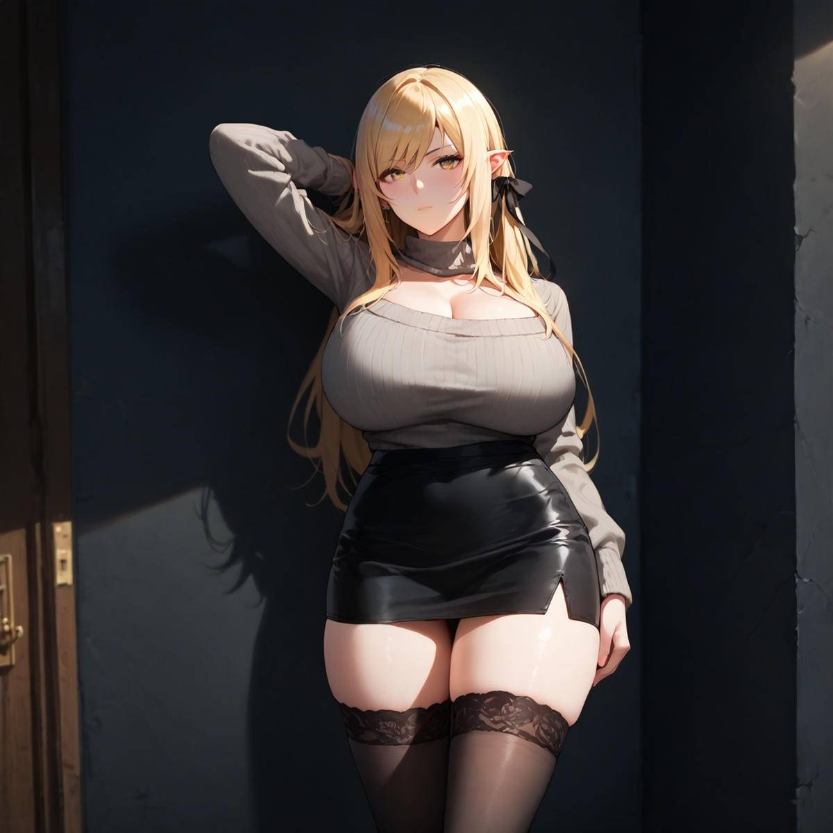 [MILF] Sweater + Mini Skirt-pixiv插画-作品交流服务