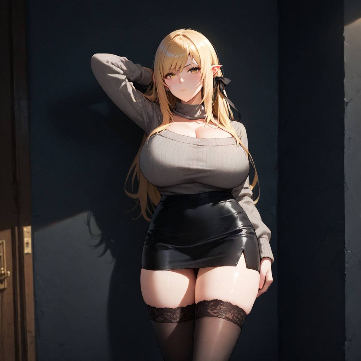 [MILF] Sweater + Mini Skirt-pixiv插画-作品交流服务