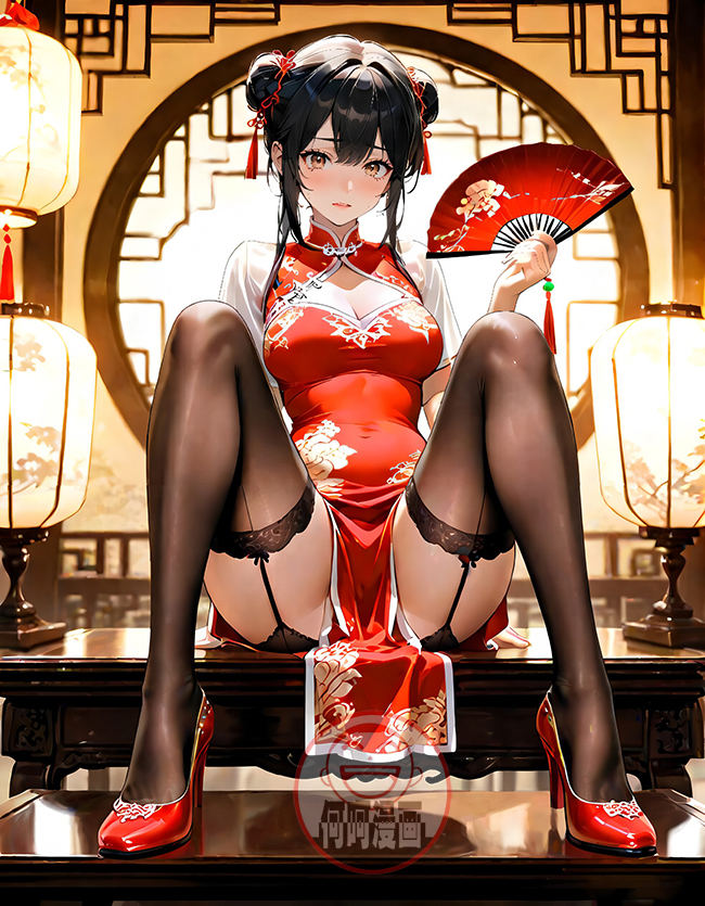 旗袍娘 qipao チャイナドレス 02-pixiv插画-作品交流服务