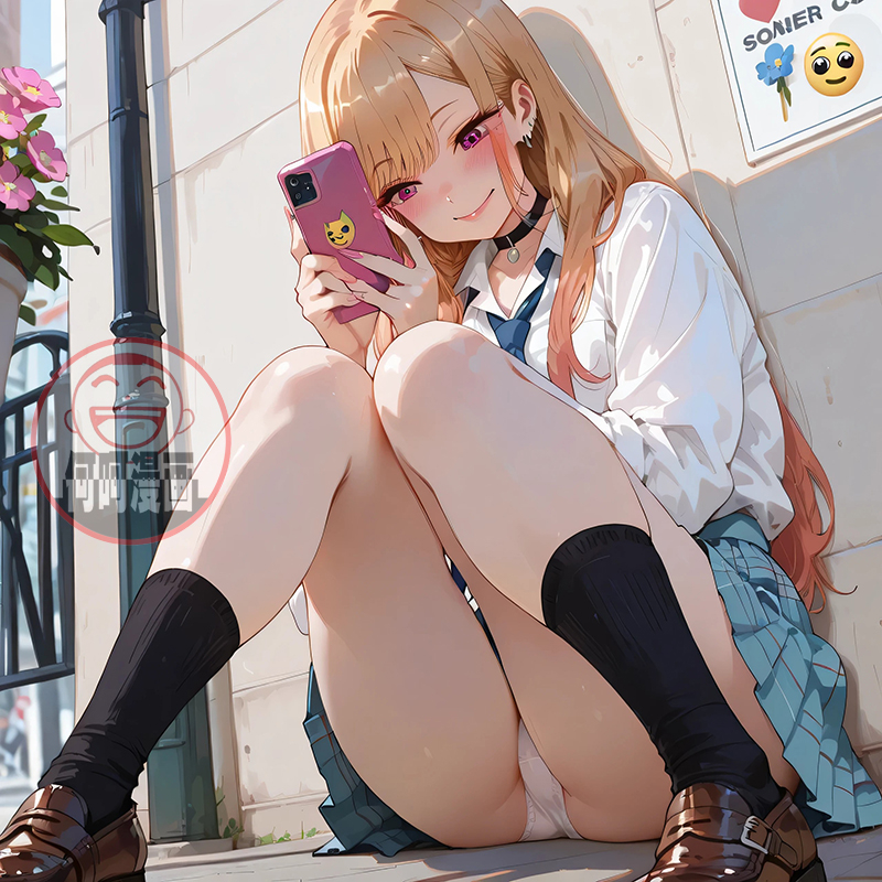 喜多川海夢 Kitagawa Marin 玩手机-pixiv插画-作品交流服务