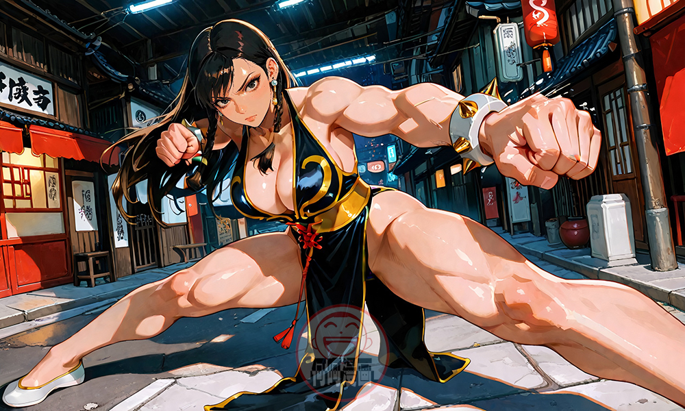 Chunli 春丽 黑旗袍-pixiv插画-作品交流服务