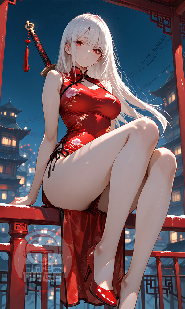 帅气旗袍女孩 qipao girl-pixiv插画-作品交流服务