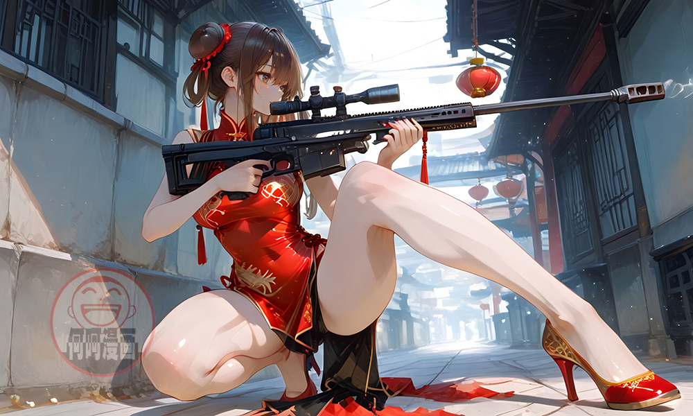 旗袍娘 狙击枪！qipao girl sniper-pixiv插画-作品交流服务