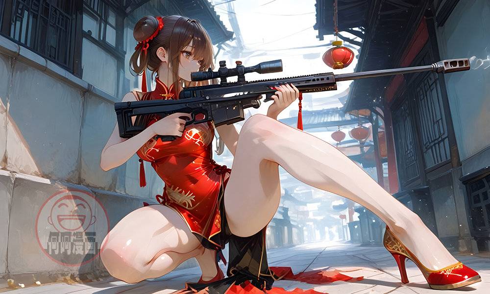旗袍娘 狙击枪！qipao girl sniper-pixiv插画-作品交流服务
