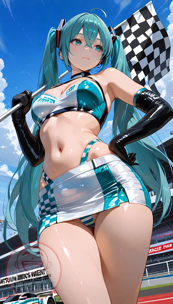 miku 初音 赛车女郎  Racing Girl-pixiv插画-作品交流服务