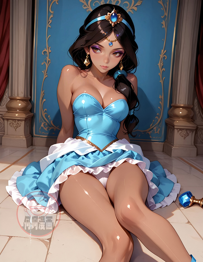 Princess Jasmine 茉莉公主 blue dress-pixiv插画-作品交流服务