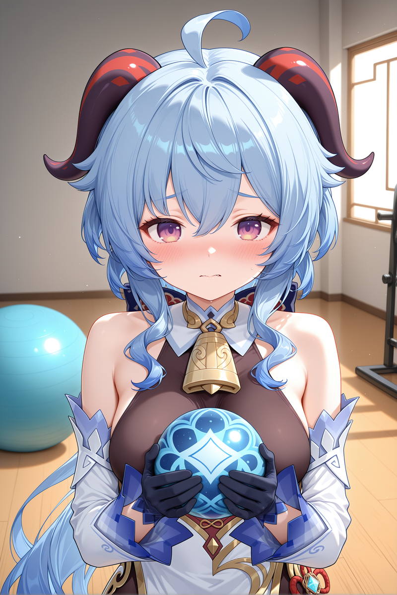 甘雨：就要玩大的瑜伽球（健身中）-pixiv插画-作品交流服务