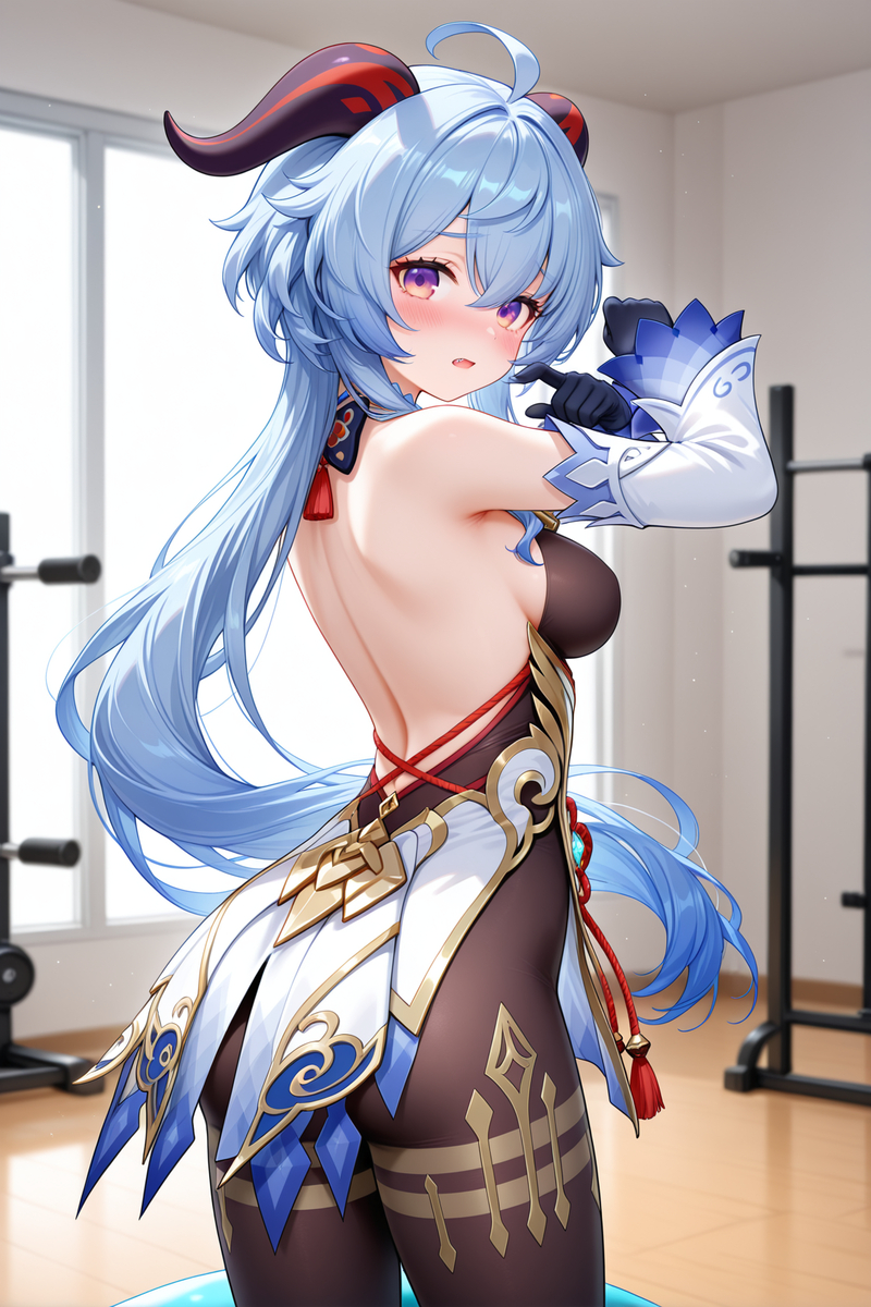 甘雨：就要玩大的瑜伽球（健身中）-pixiv插画-作品交流服务