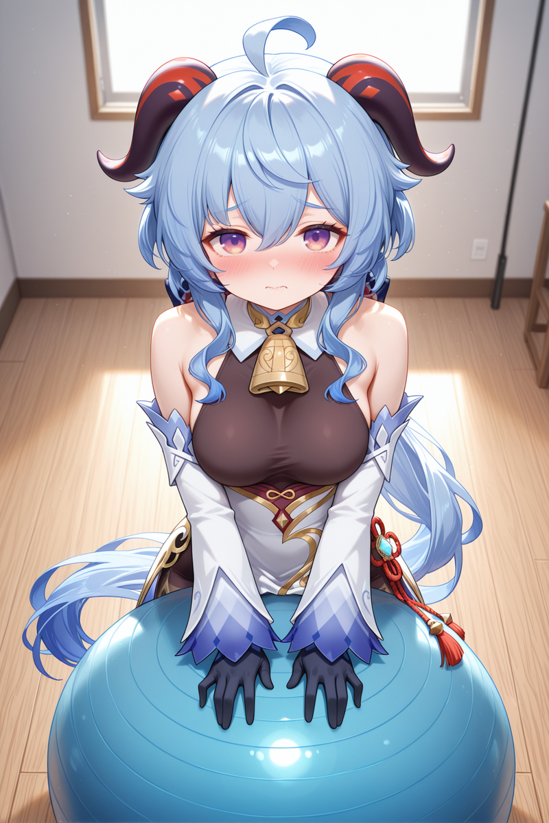 图片[5]-甘雨：就要玩大的瑜伽球（健身中）-pixiv插画-作品交流服务