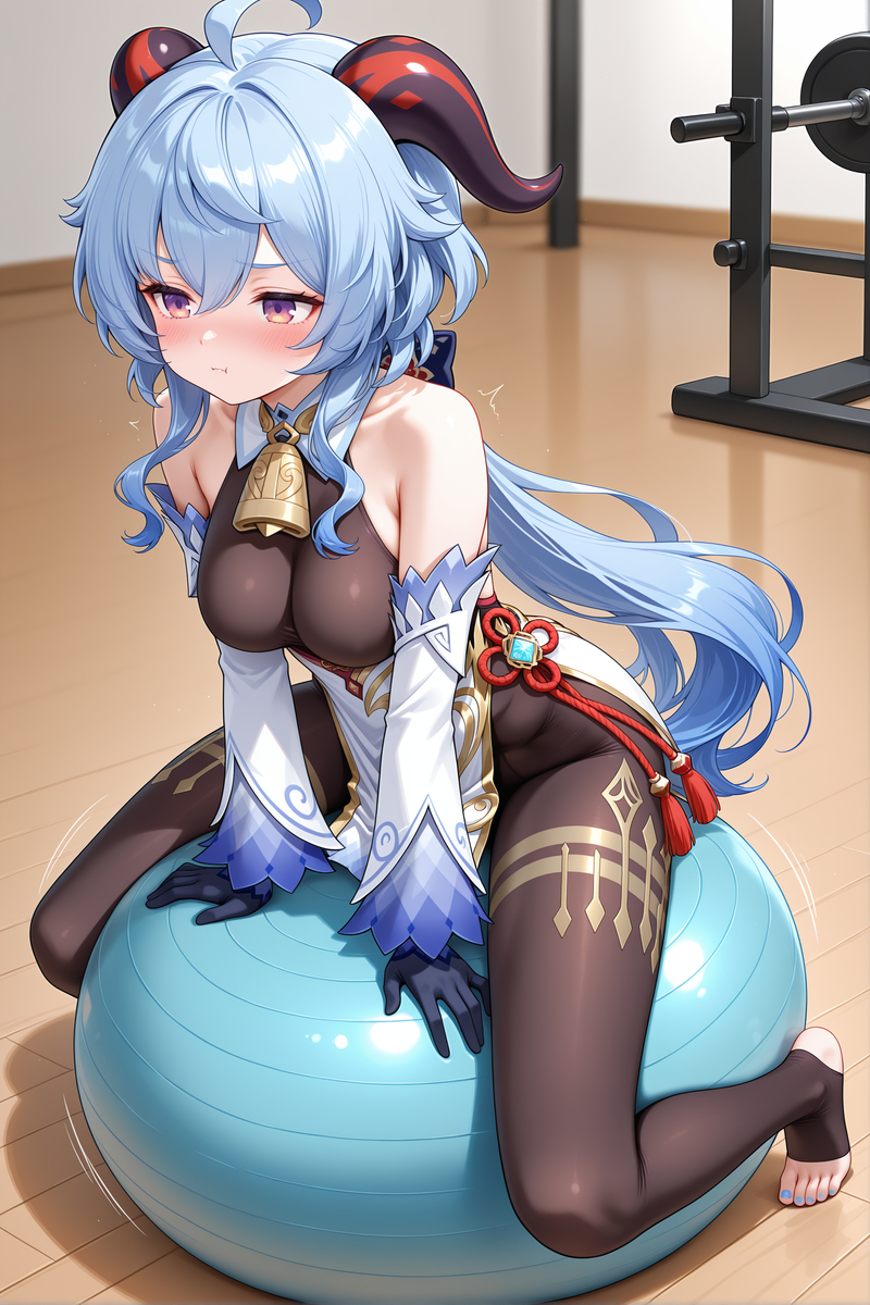 图片[6]-甘雨：就要玩大的瑜伽球（健身中）-pixiv插画-作品交流服务