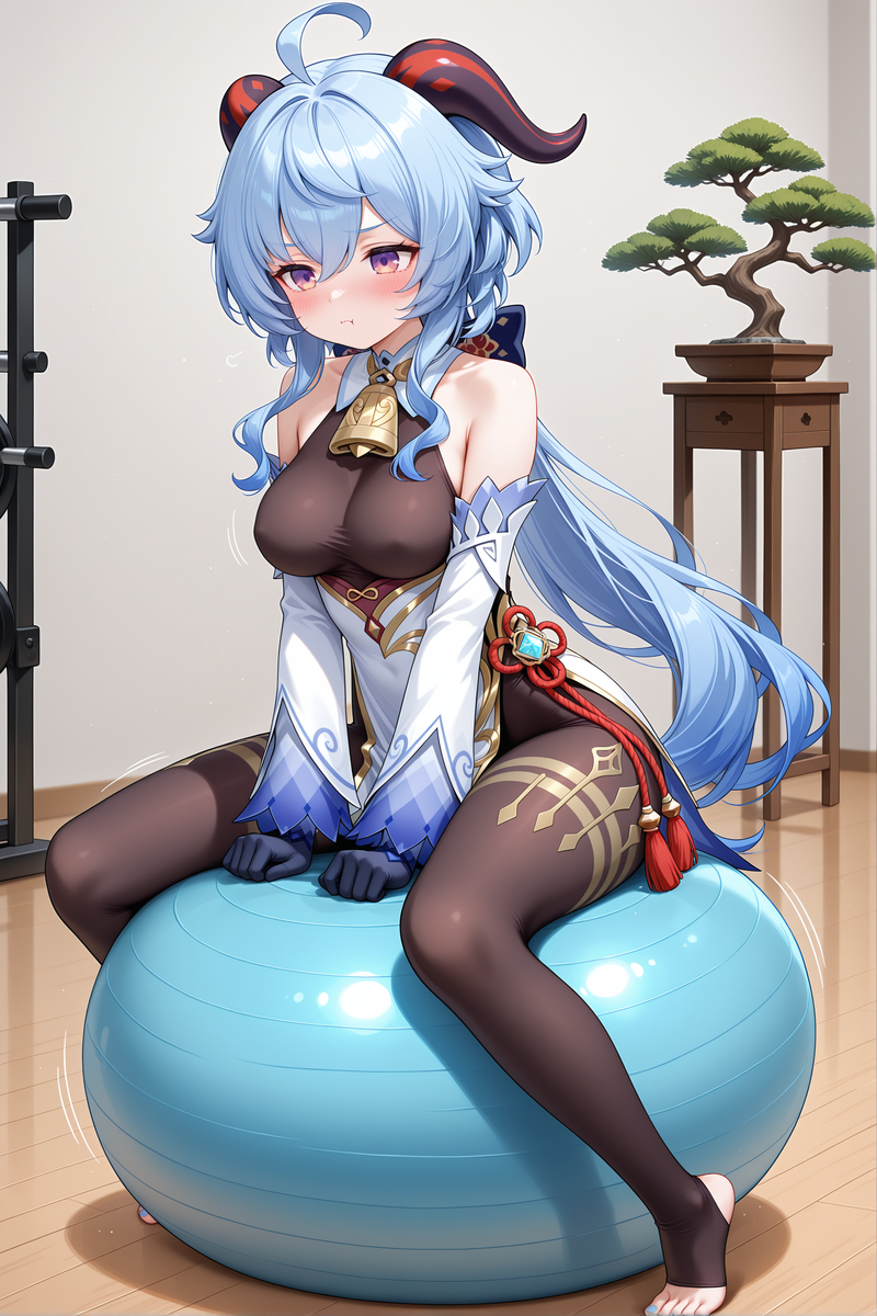 图片[7]-甘雨：就要玩大的瑜伽球（健身中）-pixiv插画-作品交流服务