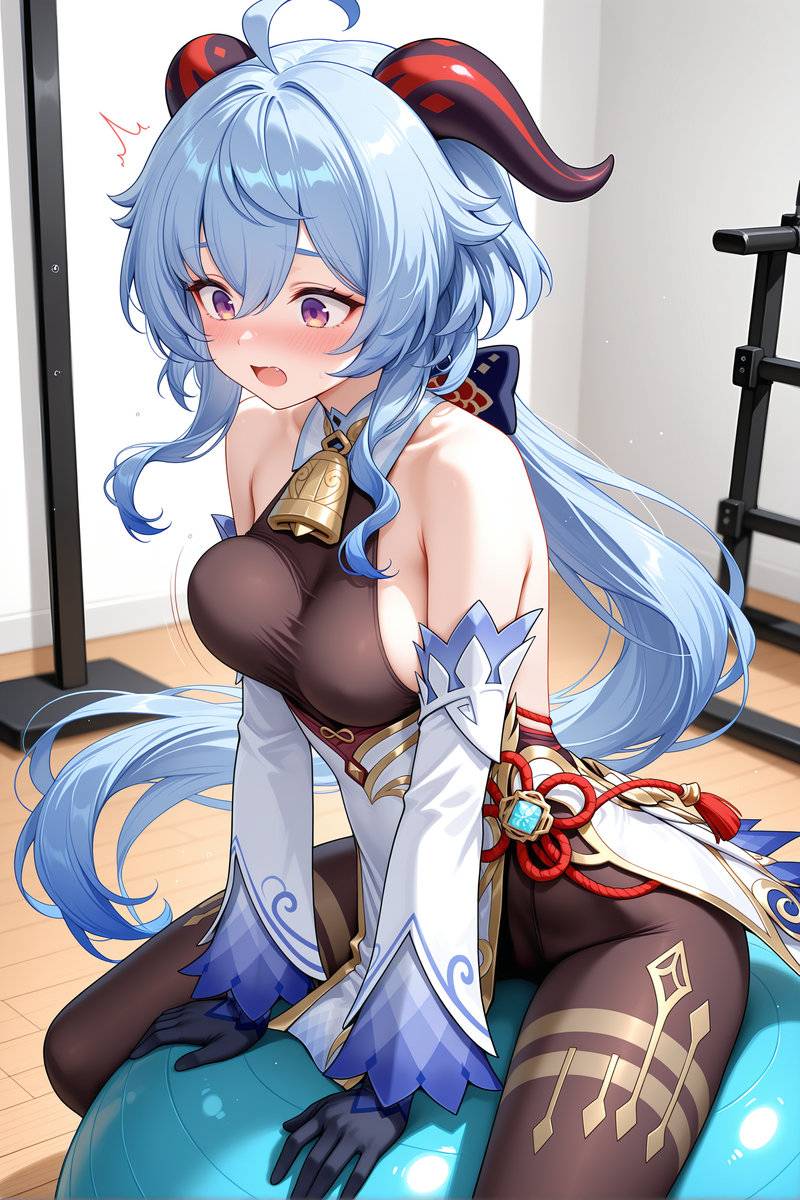 图片[8]-甘雨：就要玩大的瑜伽球（健身中）-pixiv插画-作品交流服务