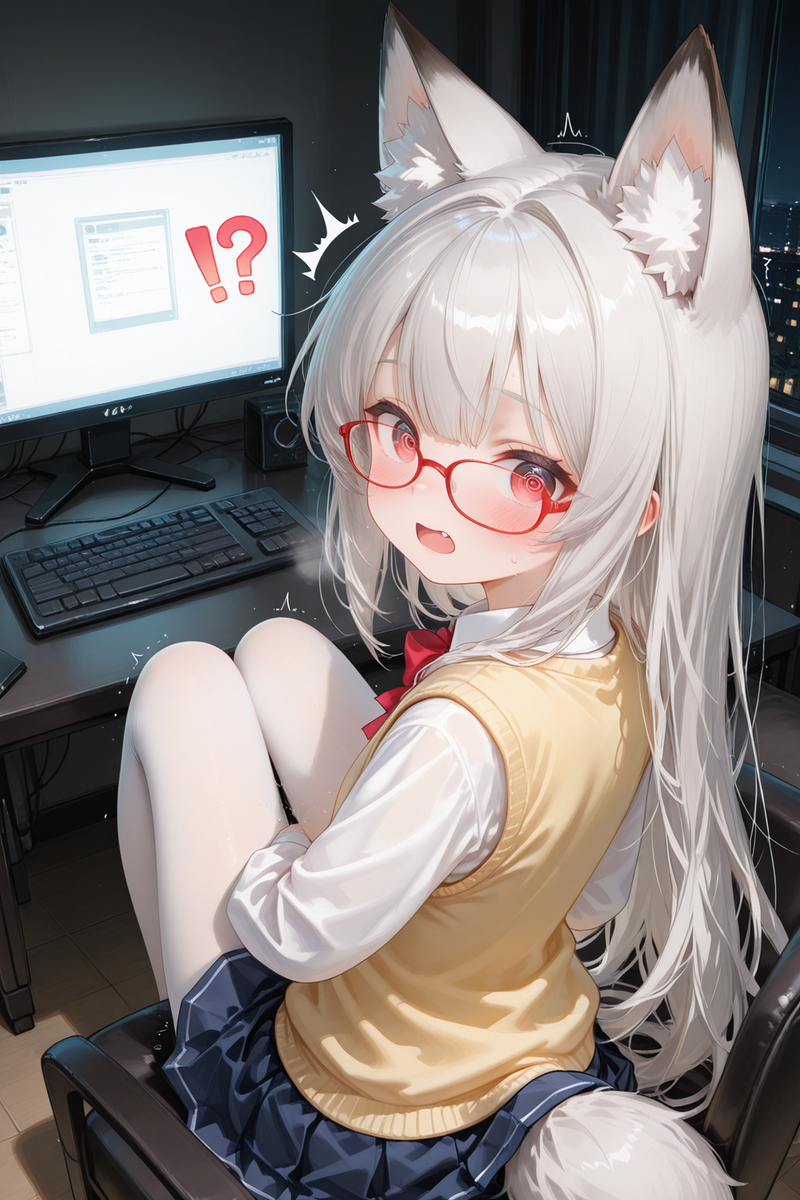 白毛狐狸龙娘（看不该看的东西被发现）-pixiv插画-作品交流服务