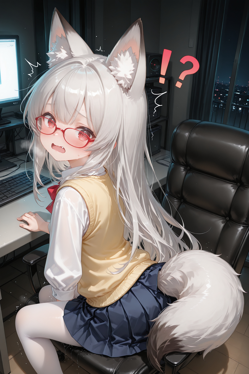 白毛狐狸龙娘（看不该看的东西被发现）-pixiv插画-作品交流服务