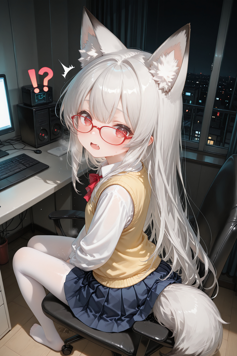 白毛狐狸龙娘（看不该看的东西被发现）-pixiv插画-作品交流服务