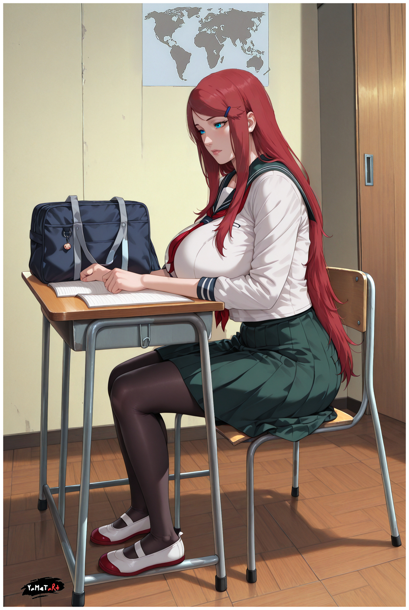 School Girl - Kushina Uzumaki-pixiv插画-作品交流服务