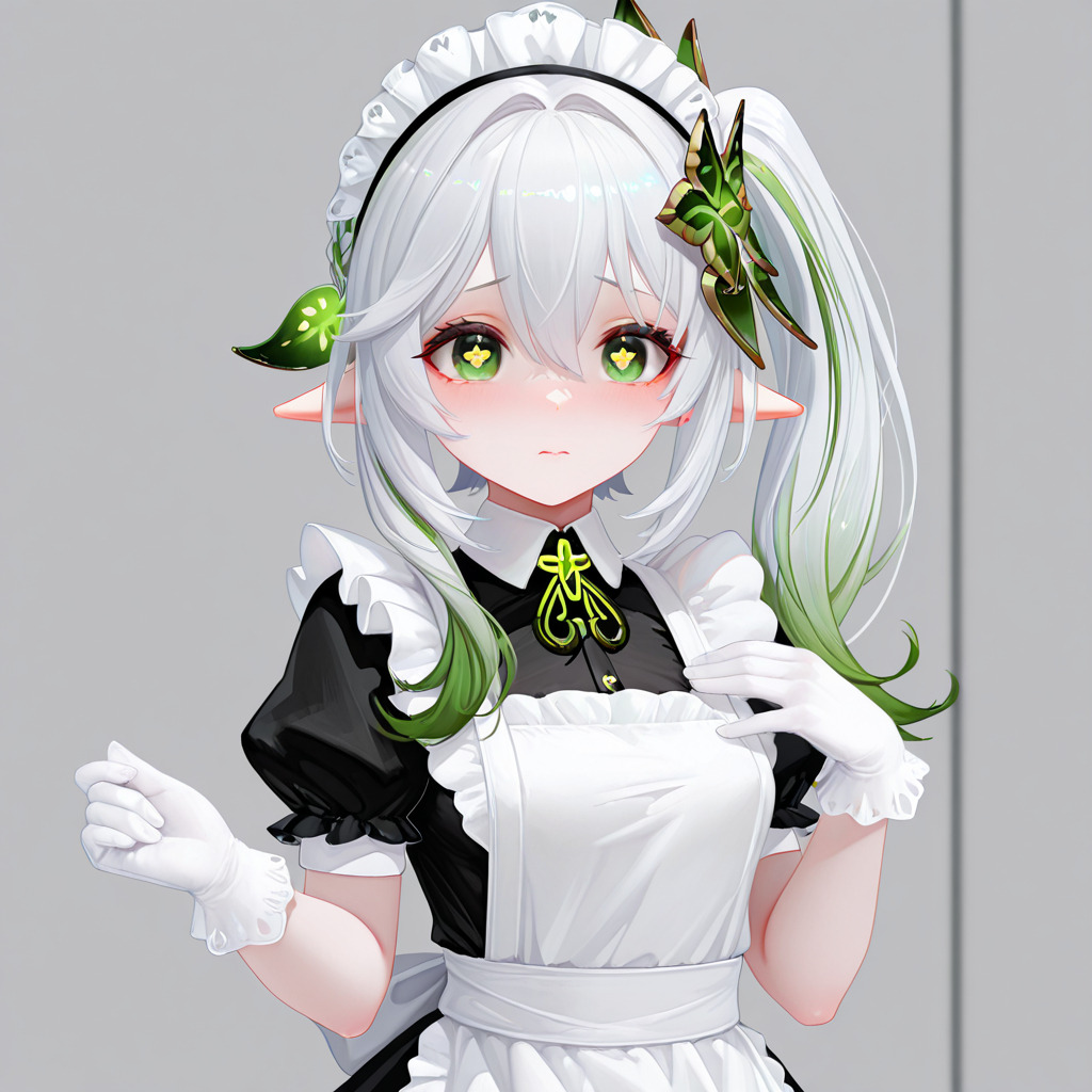 纳西妲——白丝小女仆-pixiv插画-作品交流服务