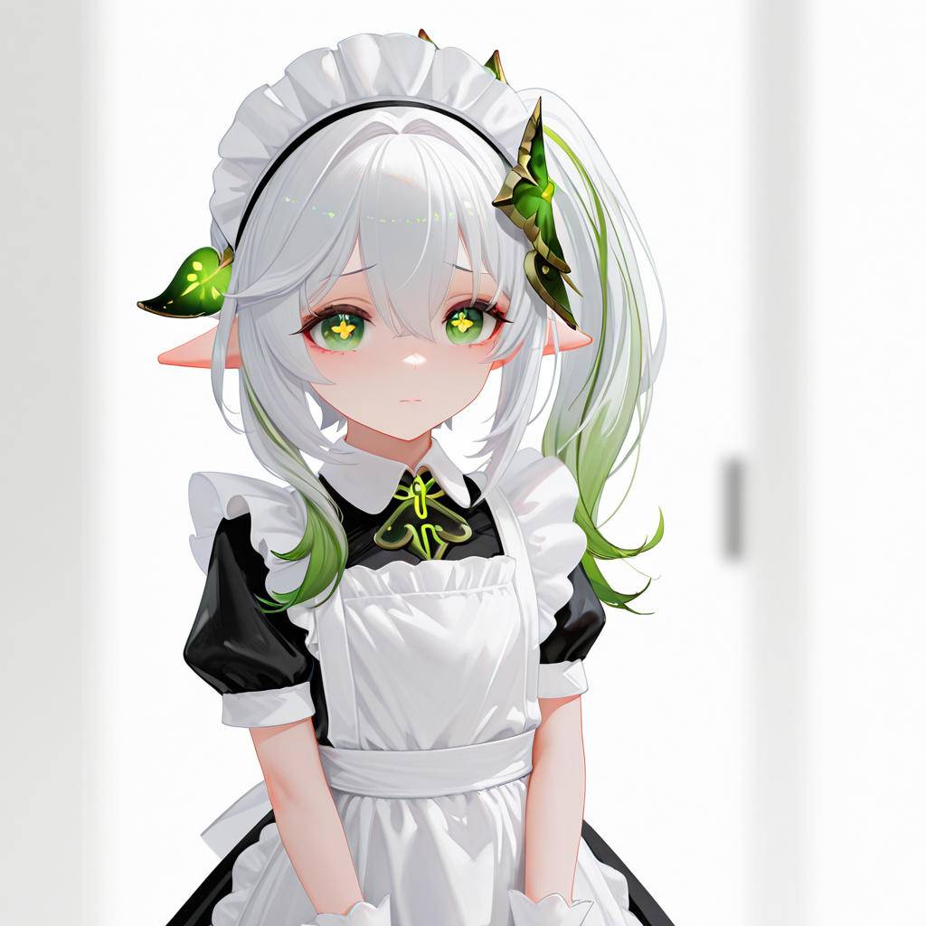 纳西妲——白丝小女仆-pixiv插画-作品交流服务
