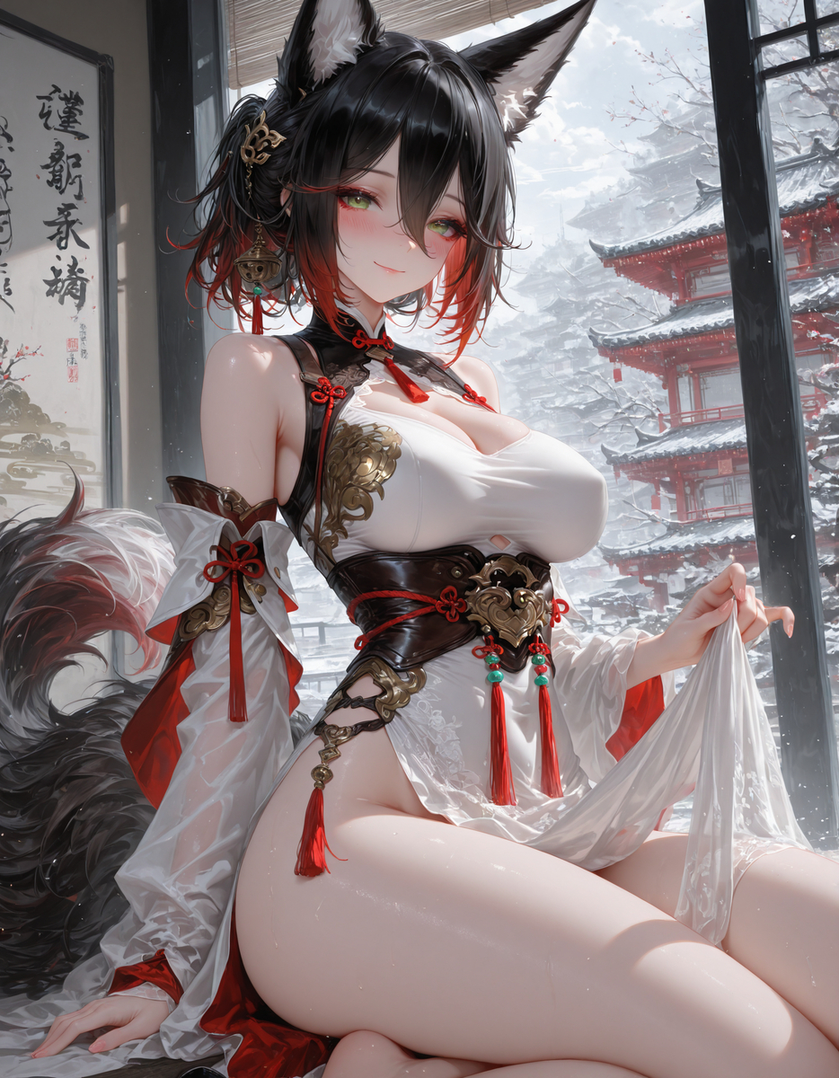 旗袍大停云-pixiv插画-作品交流服务