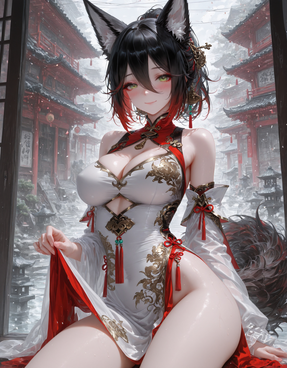 旗袍大停云-pixiv插画-作品交流服务