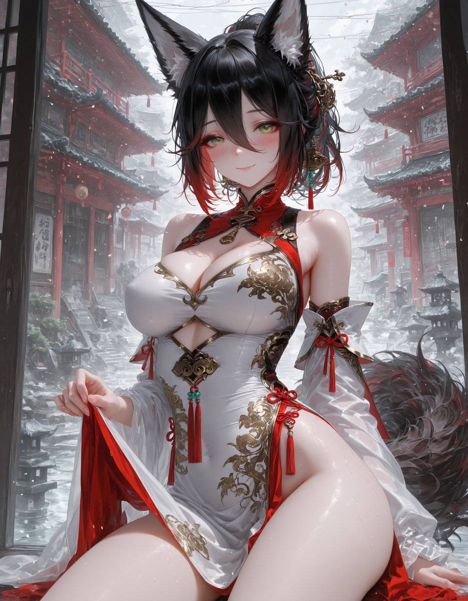 旗袍大停云-pixiv插画-作品交流服务