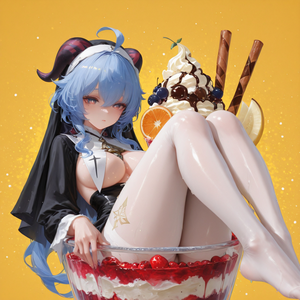 炎炎夏日，要来一份椰羊特调吗~-pixiv插画-作品交流服务