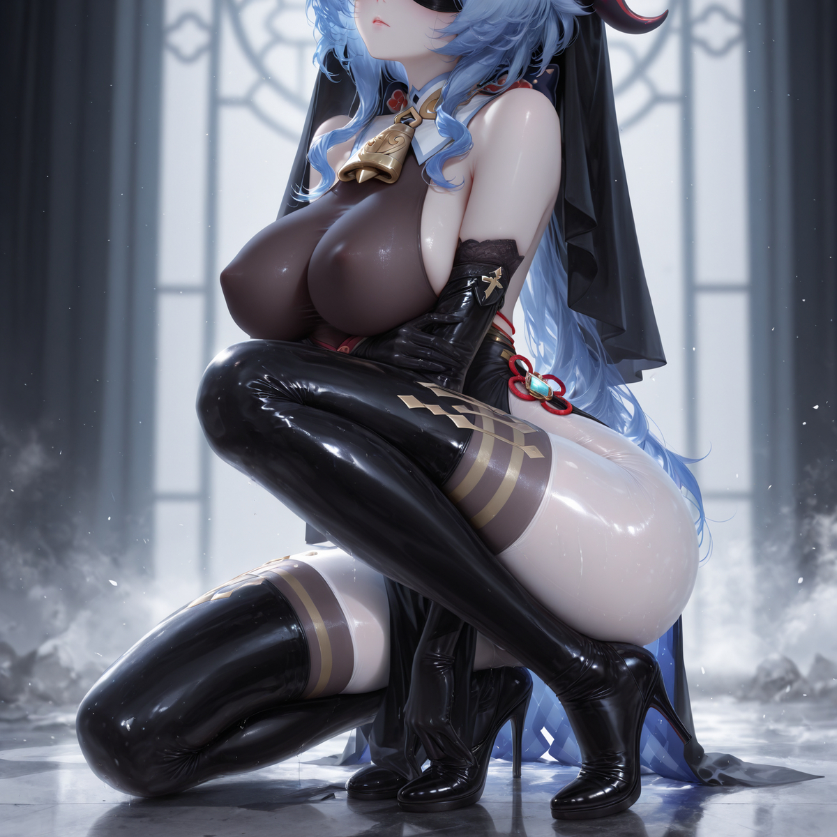 甘雨~黑修女4-pixiv插画-作品交流服务