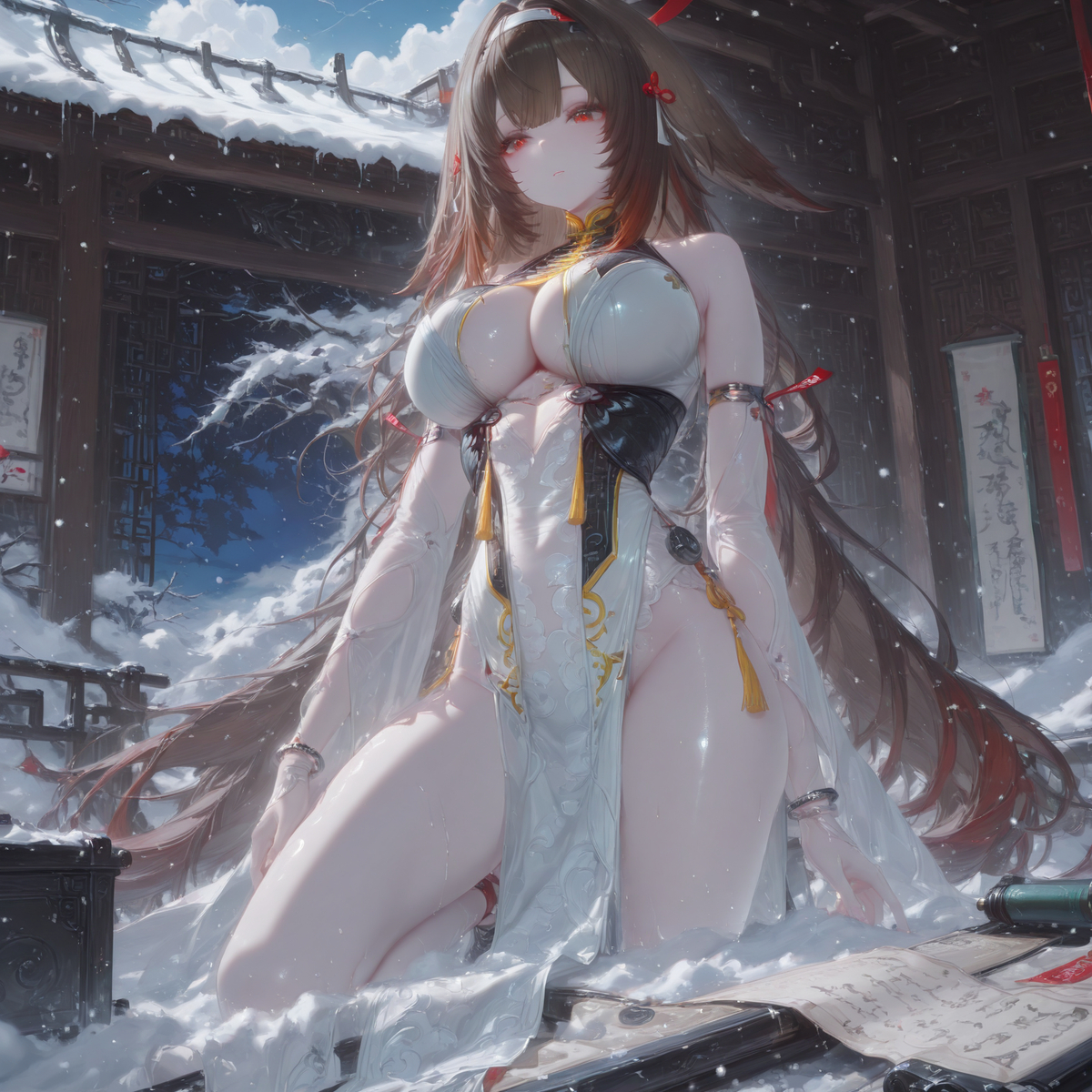 伊人风雪中，朔夜星光黯-pixiv插画-作品交流服务