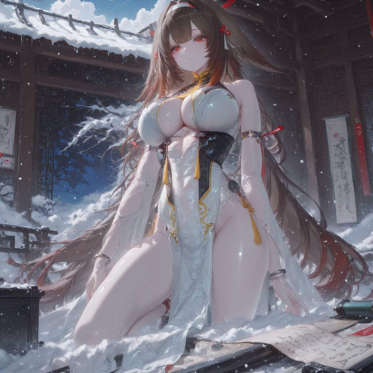 伊人风雪中，朔夜星光黯-pixiv插画-作品交流服务