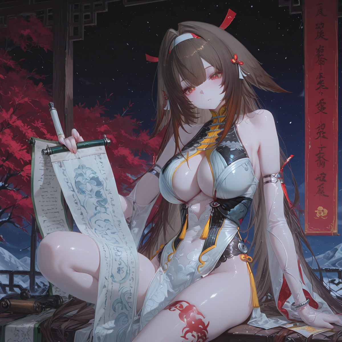 伊人风雪中，朔夜星光黯-pixiv插画-作品交流服务