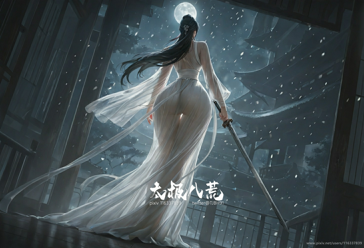 月下 美人背-pixiv插画-作品交流服务