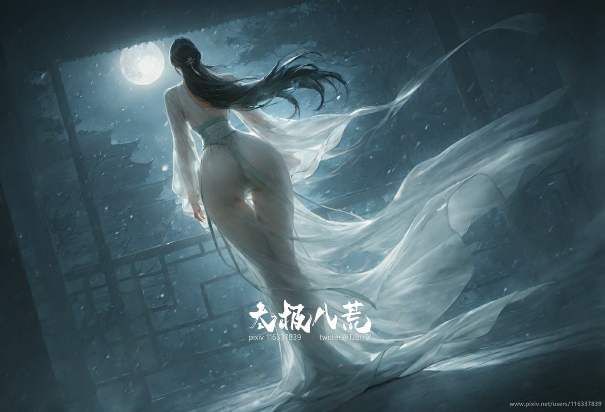 月下 美人背-pixiv插画-作品交流服务