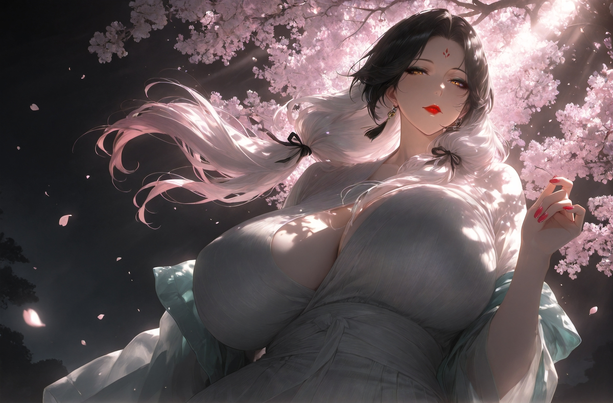 Falling Cherry Petals-pixiv插画-作品交流服务