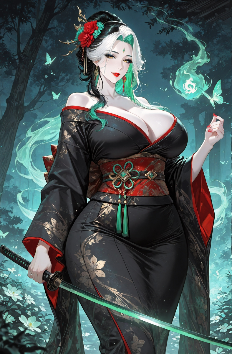 Kimono and Katana-pixiv插画-作品交流服务