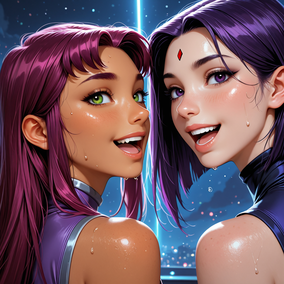 starfire and raven+-pixiv插画-作品交流服务