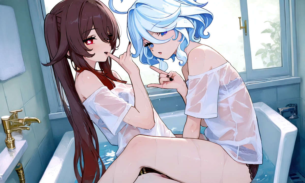 胡桃とフリーナ Hu Tao and Furina-pixiv插画-作品交流服务