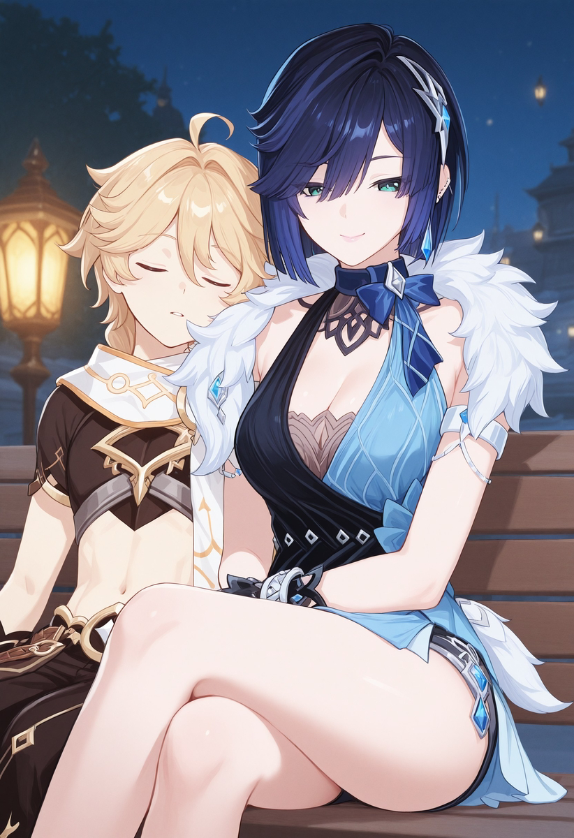 Yelan Aether night dates❤️-pixiv插画-作品交流服务