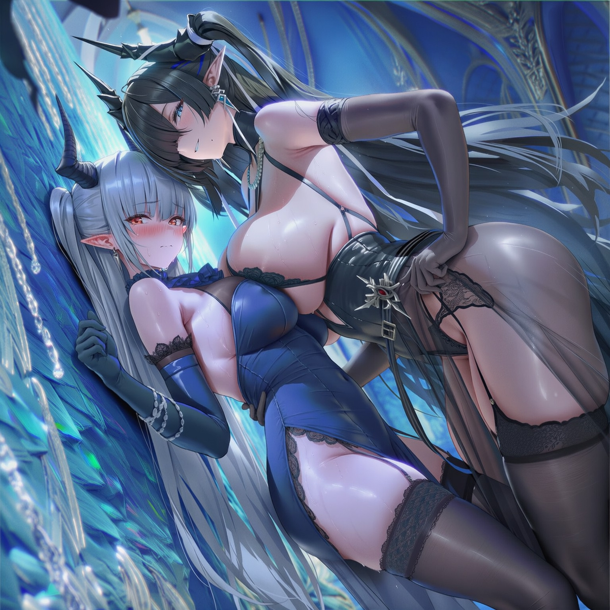 Horny Sarkaz Lustful Threesome-pixiv插画-作品交流服务