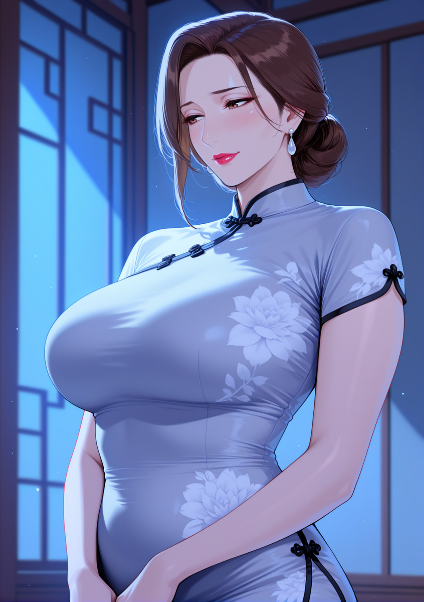 旗袍下的淫荡玉体骚妈-pixiv插画-作品交流服务