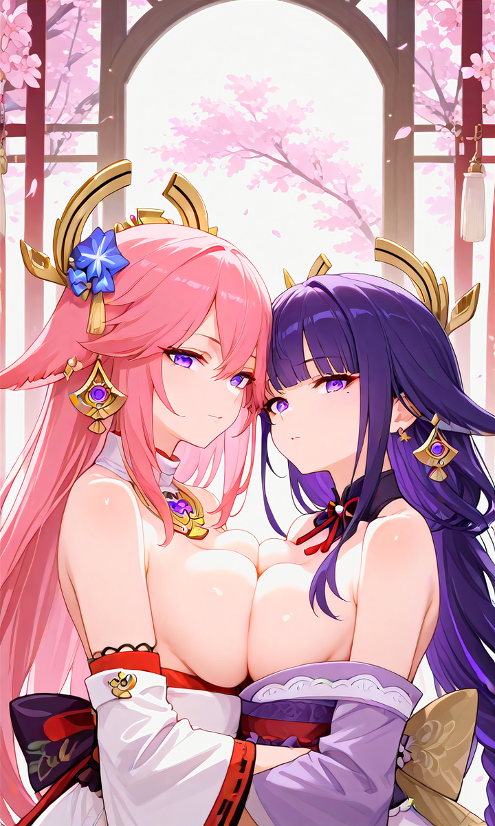 Yae miko and Shogun Raiden-pixiv插画-作品交流服务