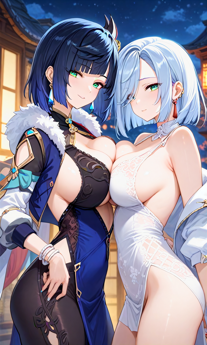 Yelan and shenhe-pixiv插画-作品交流服务