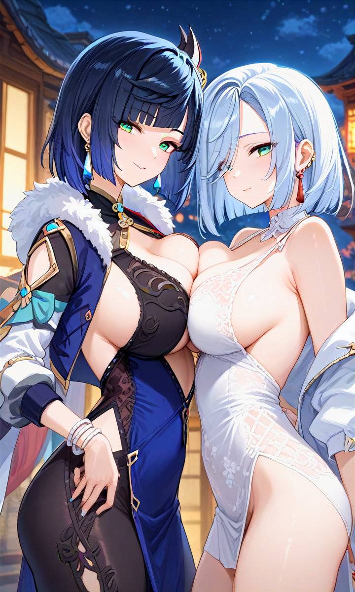 Yelan and shenhe-pixiv插画-作品交流服务