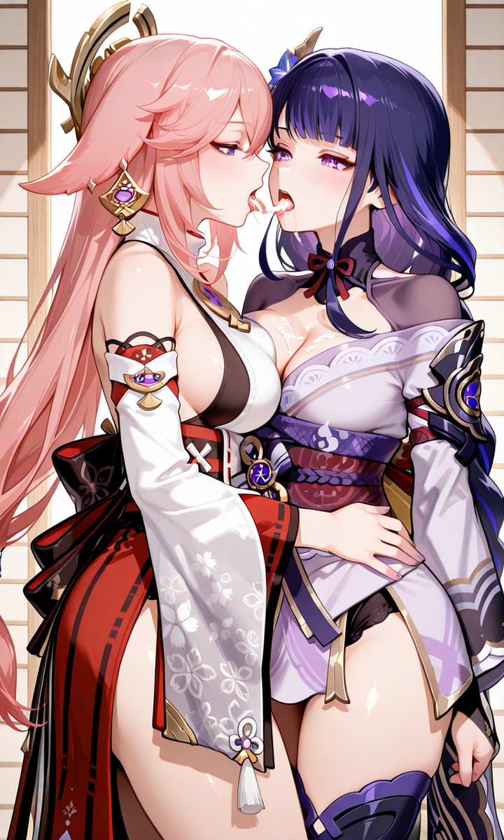 Shogun raiden and Yae miko-pixiv插画-作品交流服务