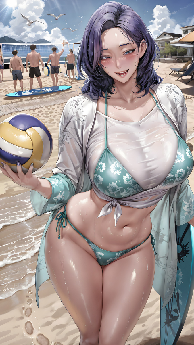 「美庭组长❤沙滩排球」-pixiv插画-作品交流服务