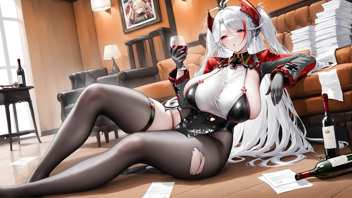 「酒品极差的欧根🍷」-pixiv插画-作品交流服务